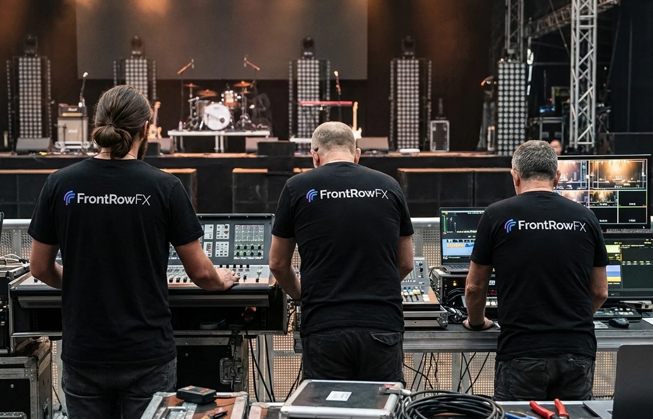 Front Row FX event production Minneapolis with LED dance floor, LED screens, lighting, sound, DJ and LED robot shows for weddings, quinceaneras, corporate and cultural events in Minnesota.