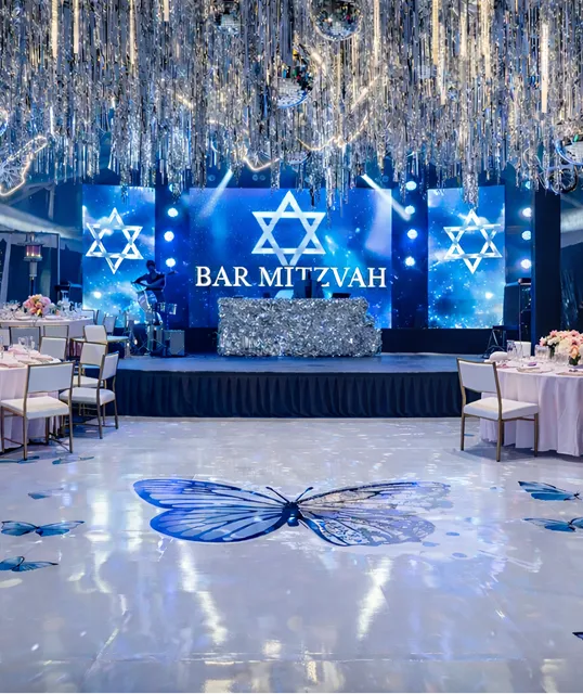 Event production Minneapolis with LED dance floor, LED screens, lighting, sound, DJ and LED robot shows for weddings, quinceaneras, corporate and cultural events in Minnesota.