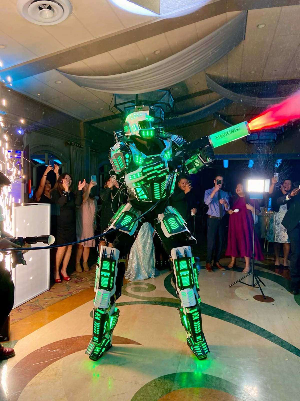 event production minneapolis led dance floor lighting and dj setup LED Robot Dancing Show Robot Bailarin Robot de luces